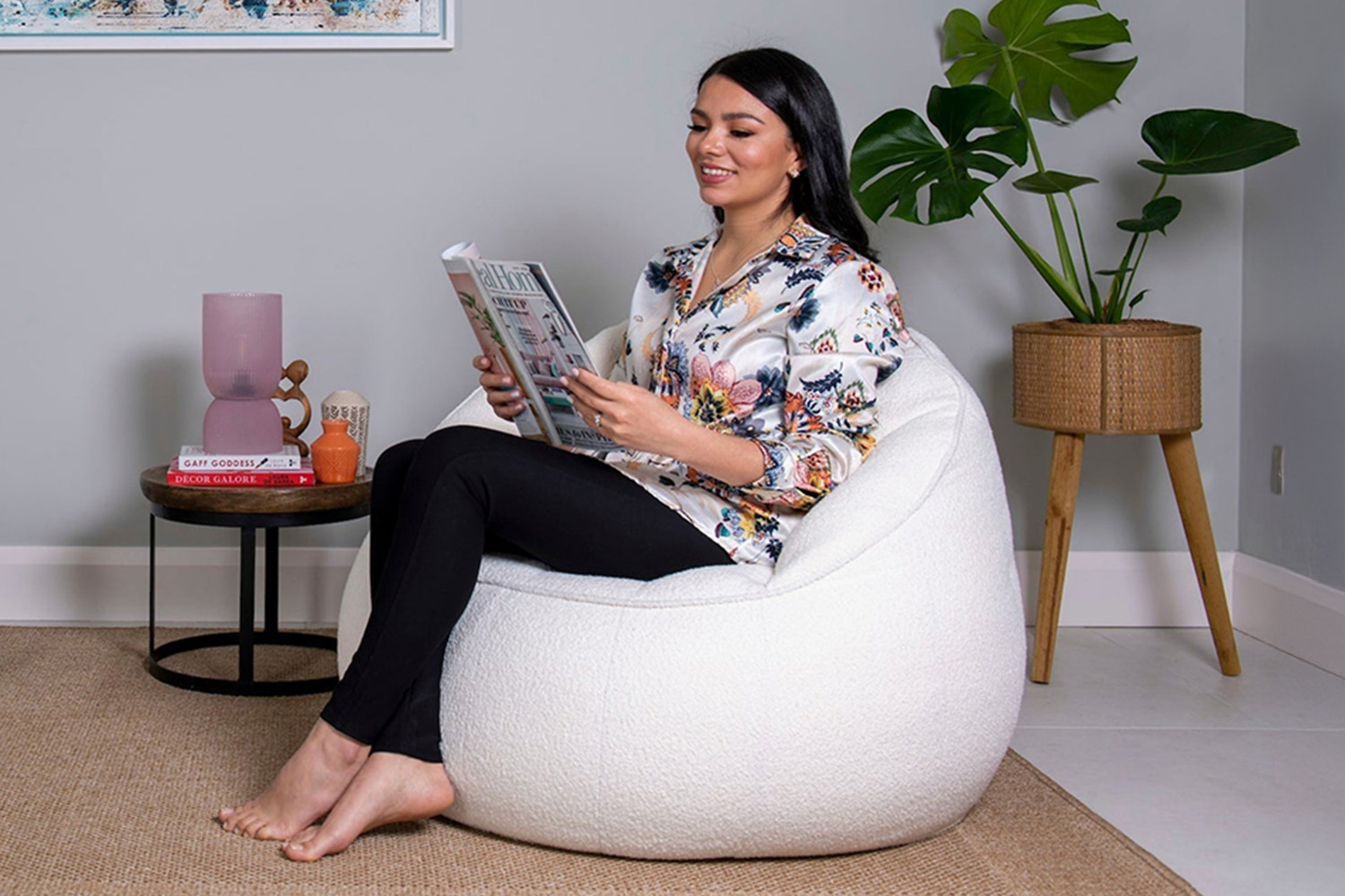 Elephant | Boucle Bedroom Chair Bean Bag | Cream