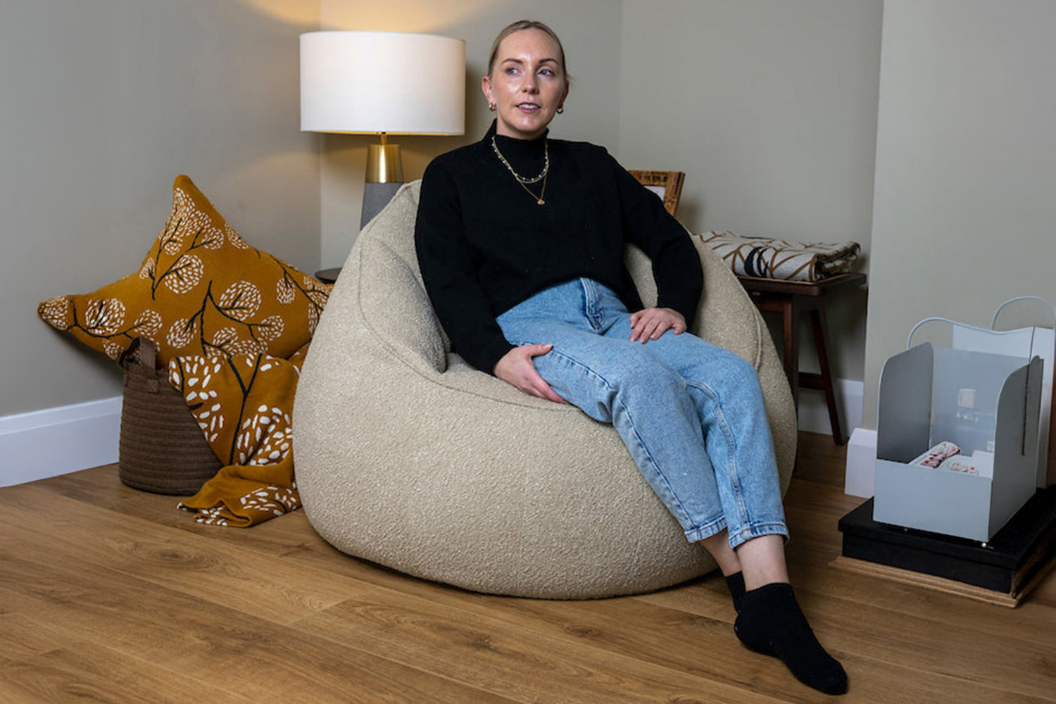 Elephant | Boucle Bedroom Chair Bean Bag | Oatmeal