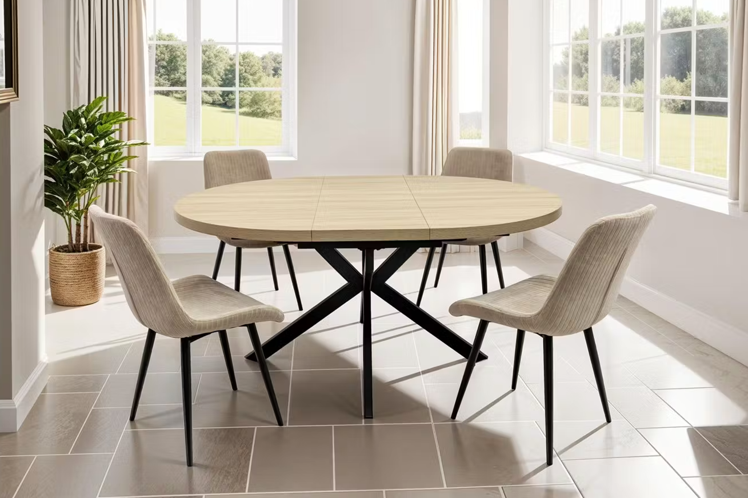 Dillon Dining Chairs | Fabric | Cream | Set of 2