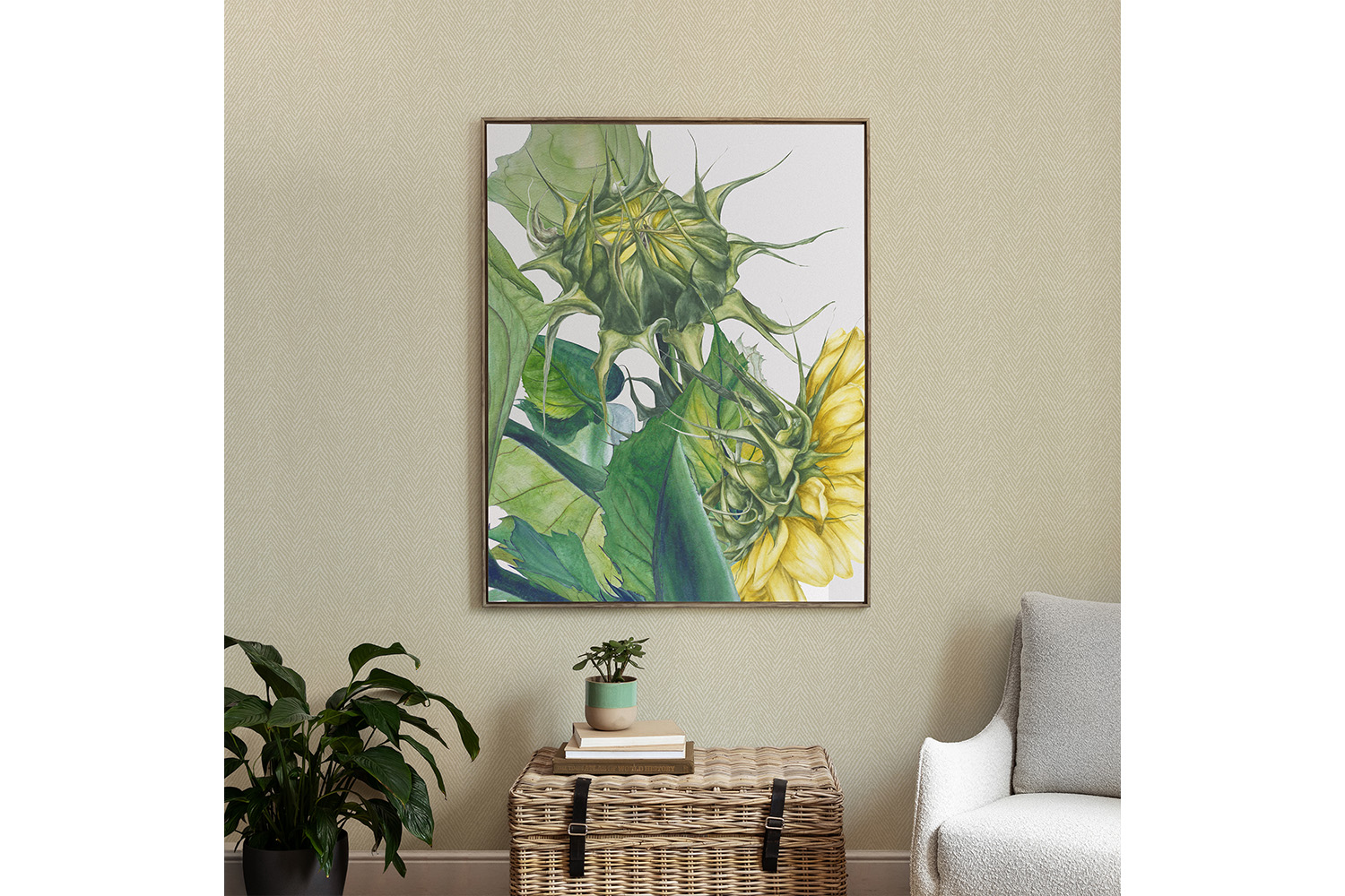 Stone Framed Canvas Wall Art | Fern | 143 x 114 cm