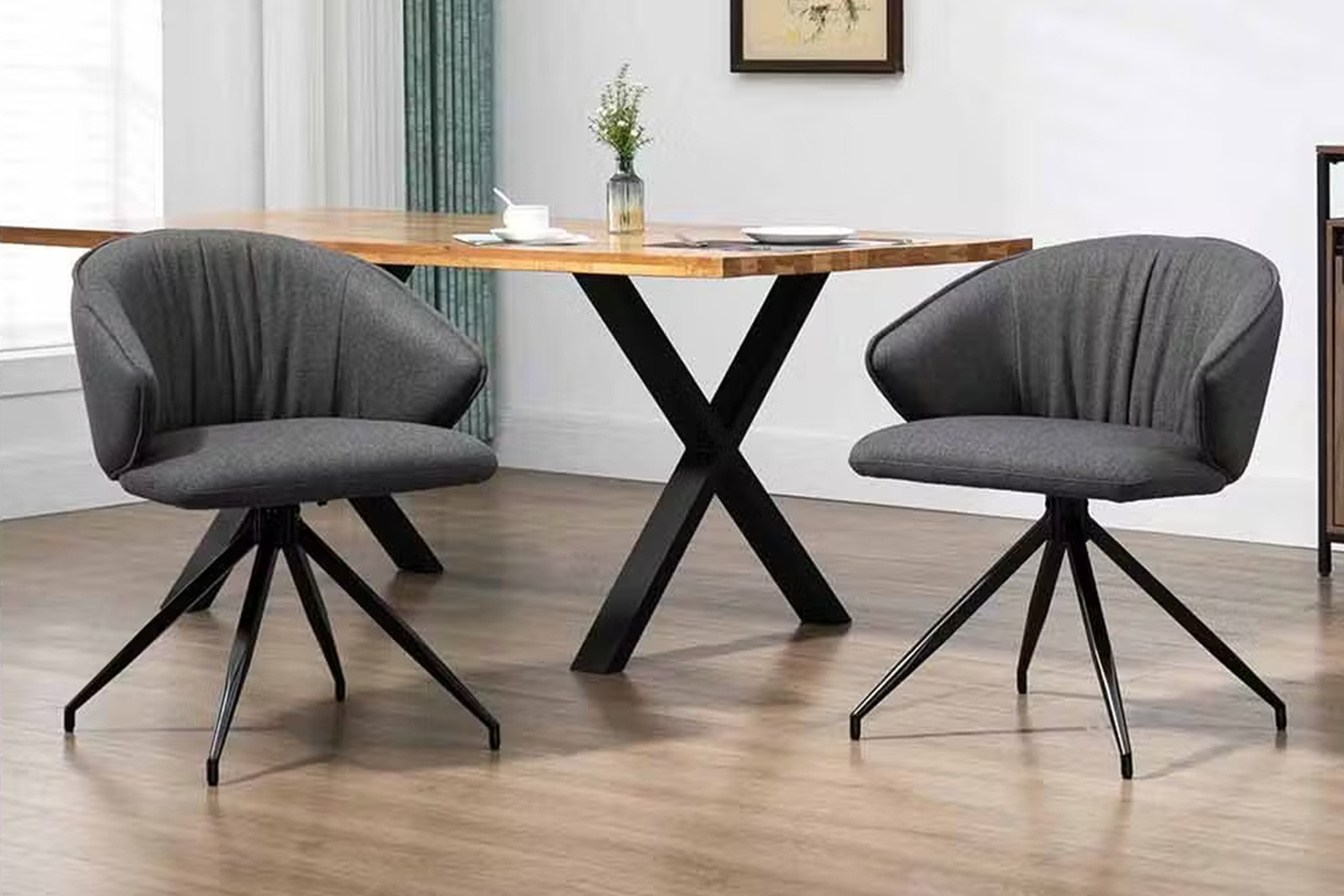 Homcom Dining Chairs | Dark Grey/Black | Set of 2