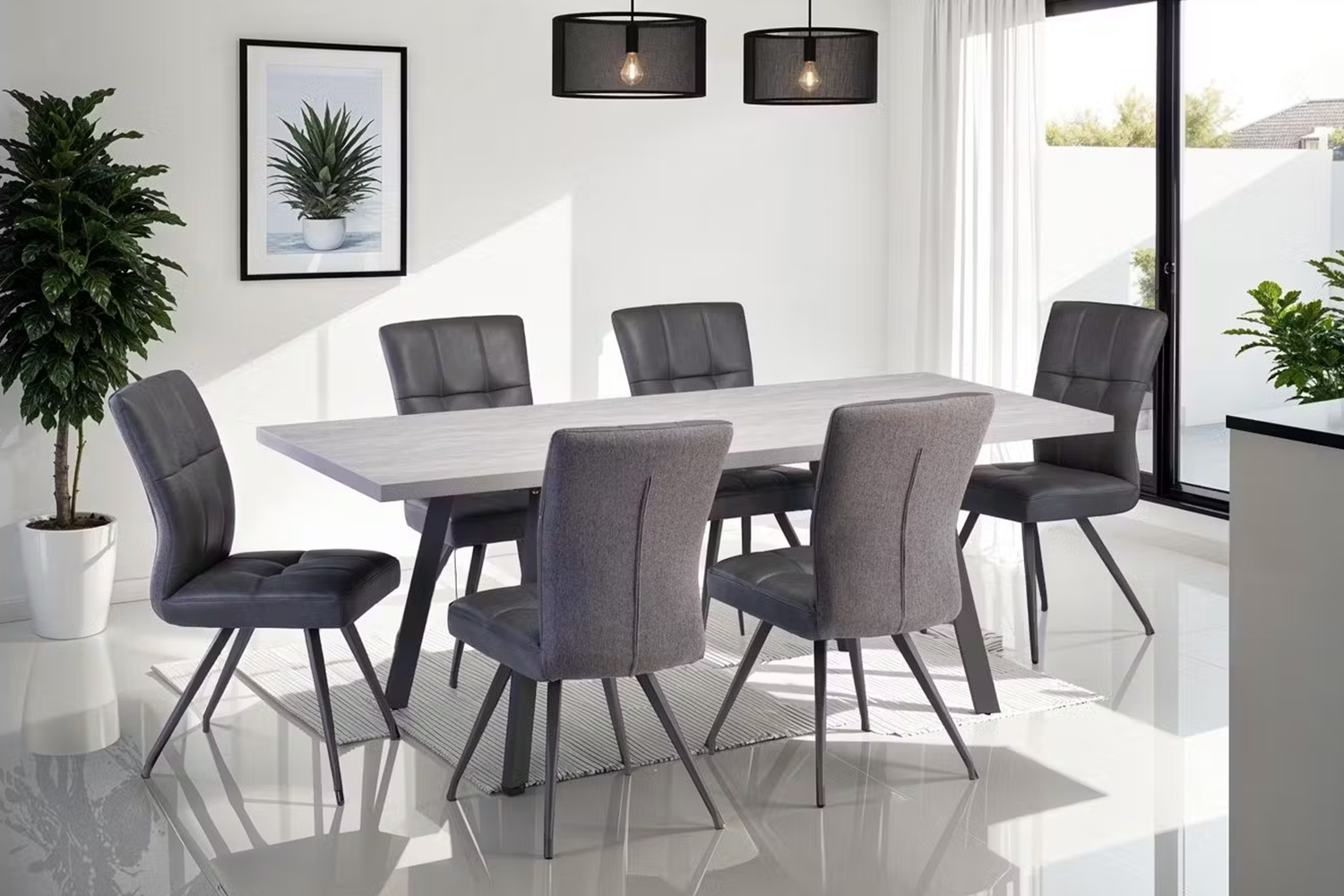 Kabana Dining Chairs | Leather | Grey | Set of 2