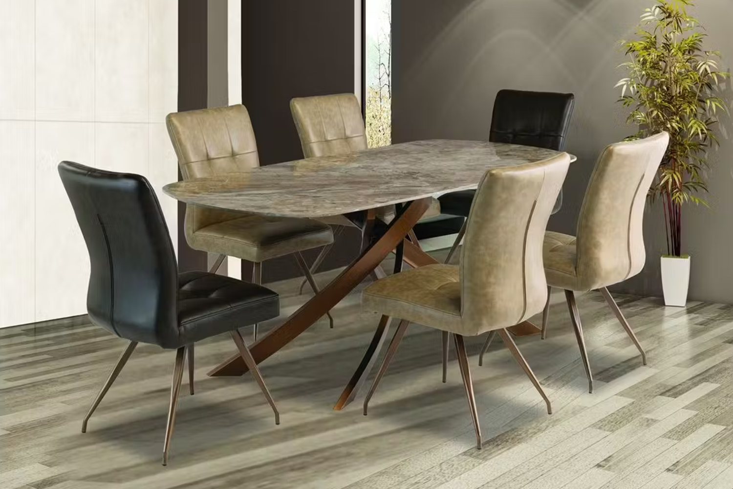 Kabana Dining Chairs | Leather | Dark Brown | Set of 2