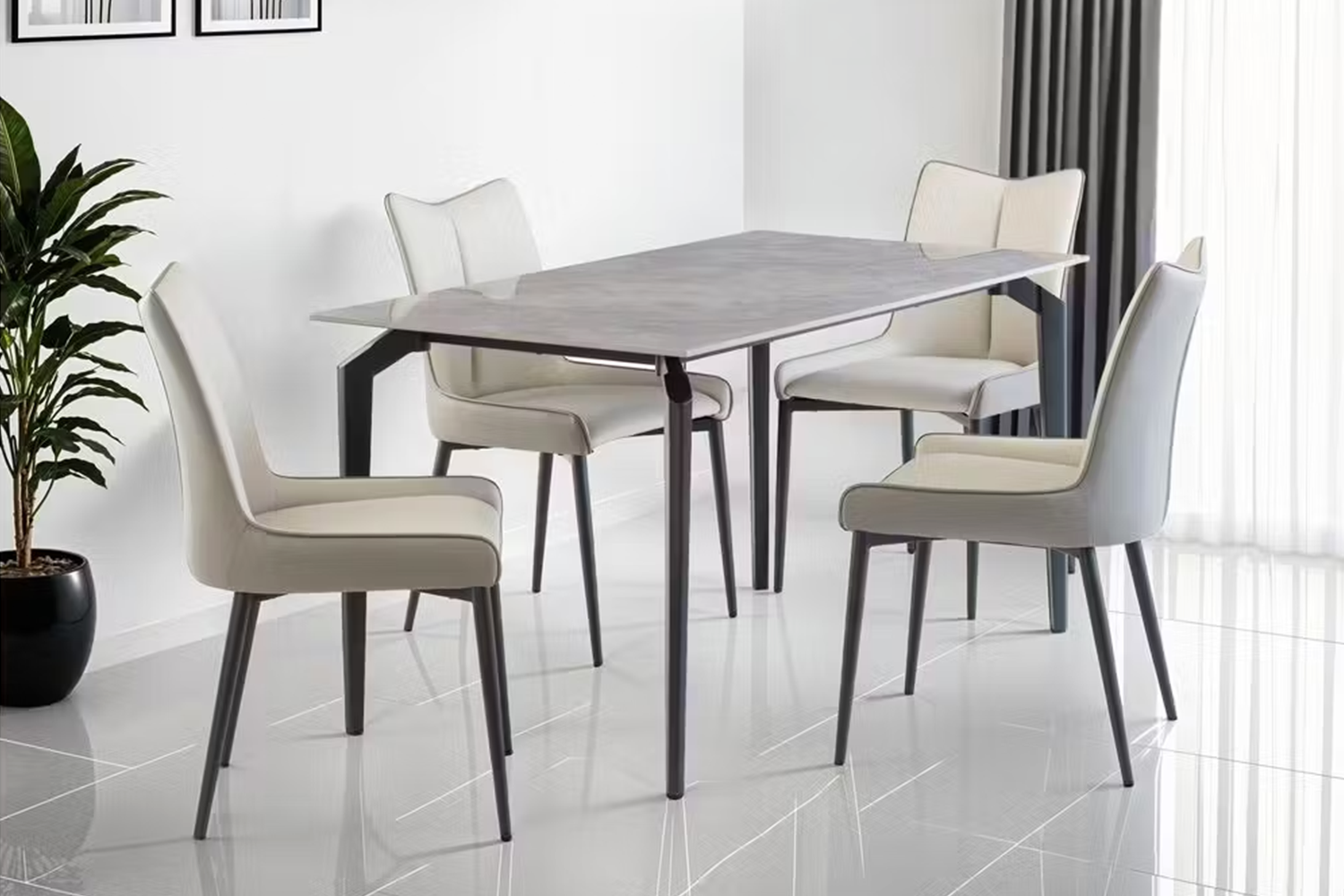 Nardo Dining Chairs | Leather | Grey | Set of 2