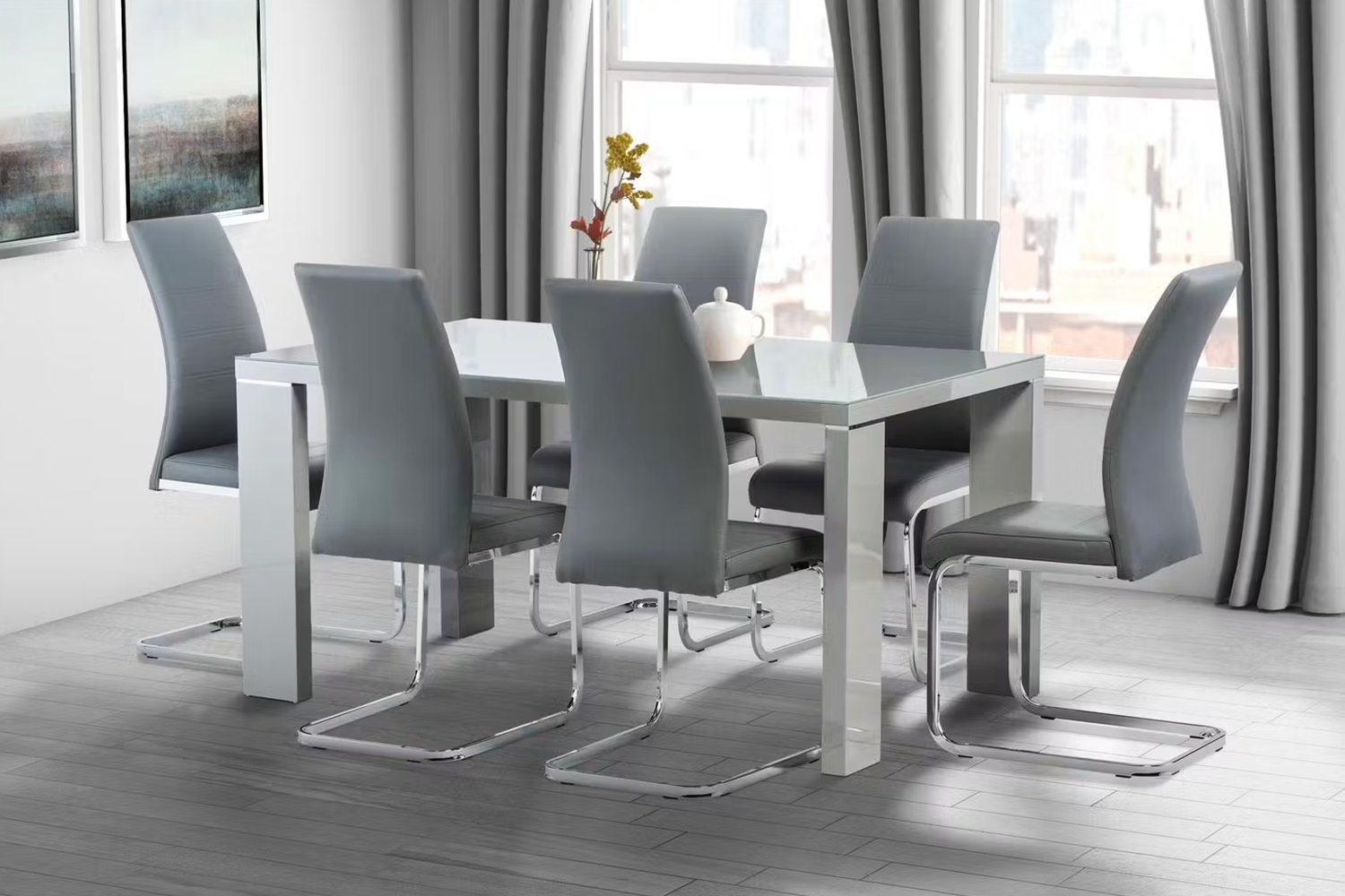 Soho Dining Chairs | Leather | Grey | Set of 2