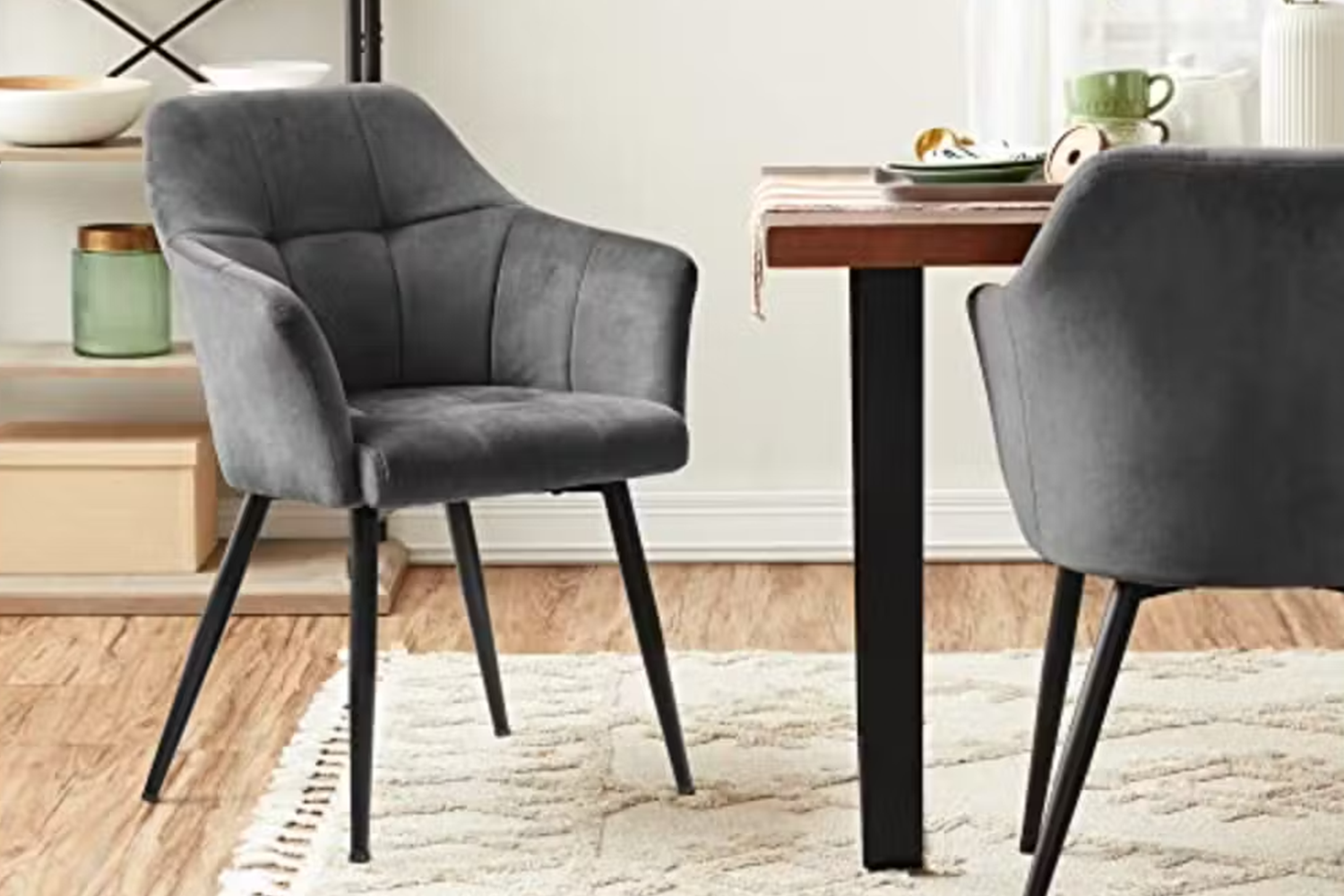 Songmics Carver Dining Chairs | High Back | Grey | Set of 2