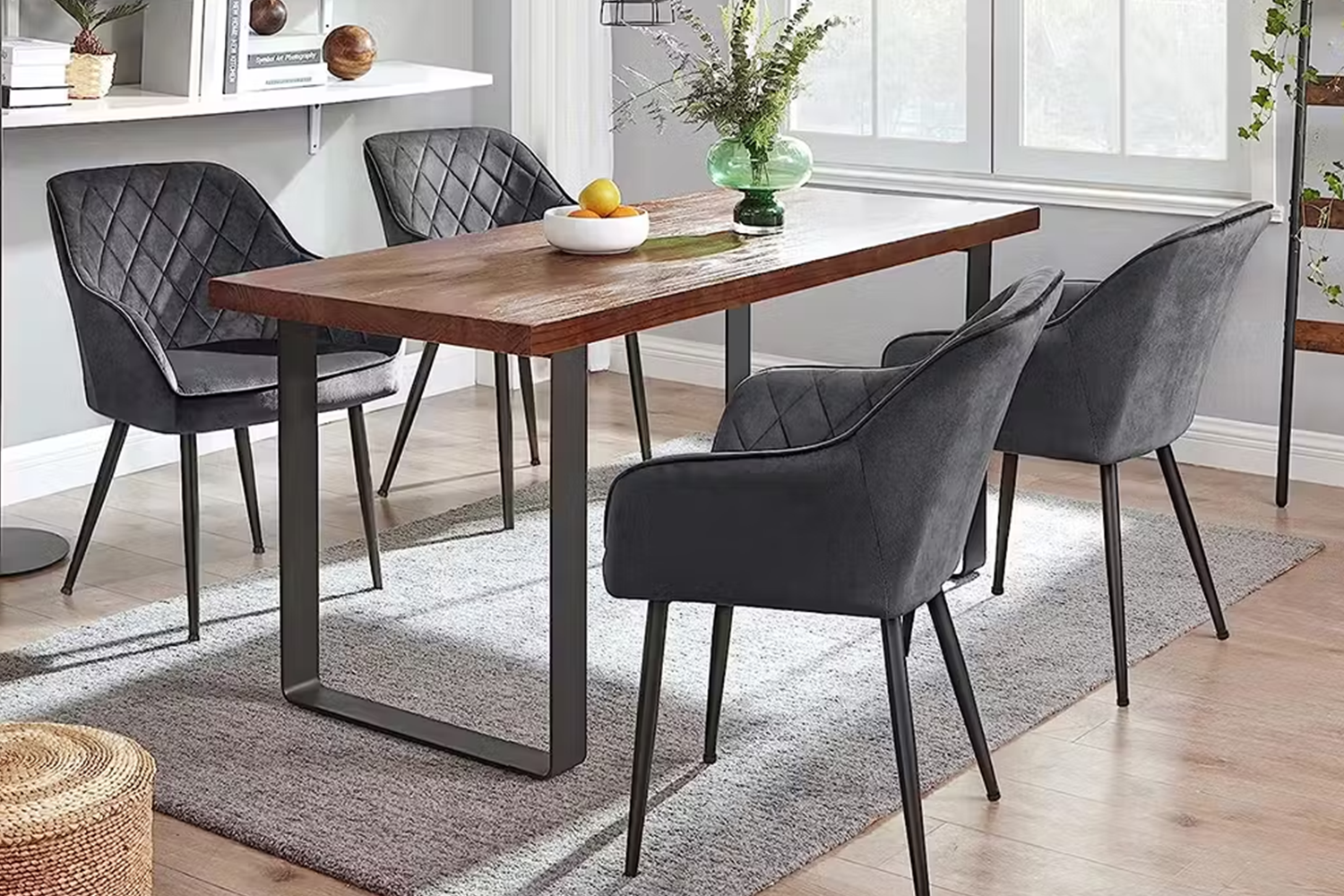 Songmics Carver Dining Chair | Velvet | Grey