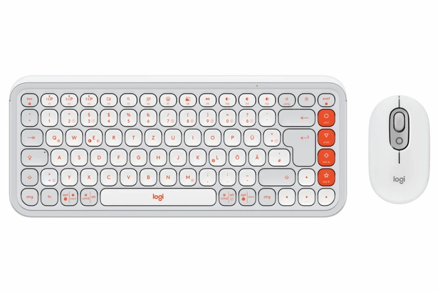 Logitech POP Icon Combo Wireless Keyboard and Mouse | Off White/Orange