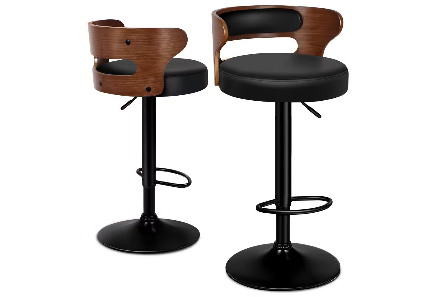 Alfordson Bar Stool | Swivel | Black/Brown | Set of 2