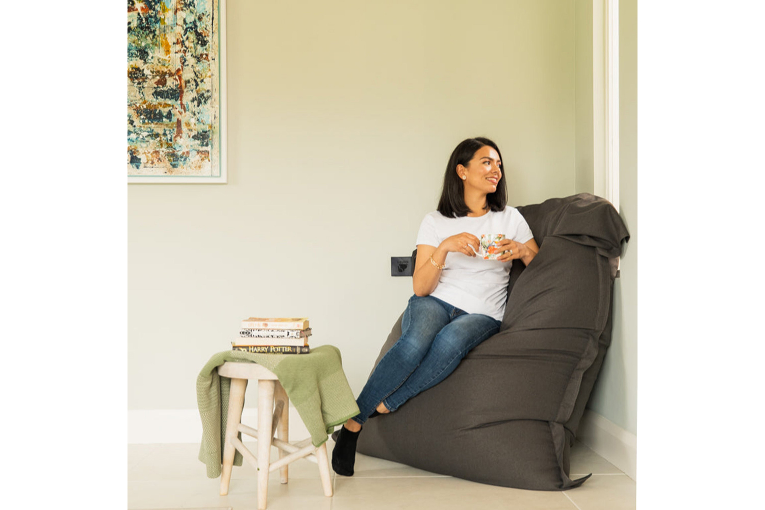 Elephant Jumbo Fabric Bean Bag | Charcoal
