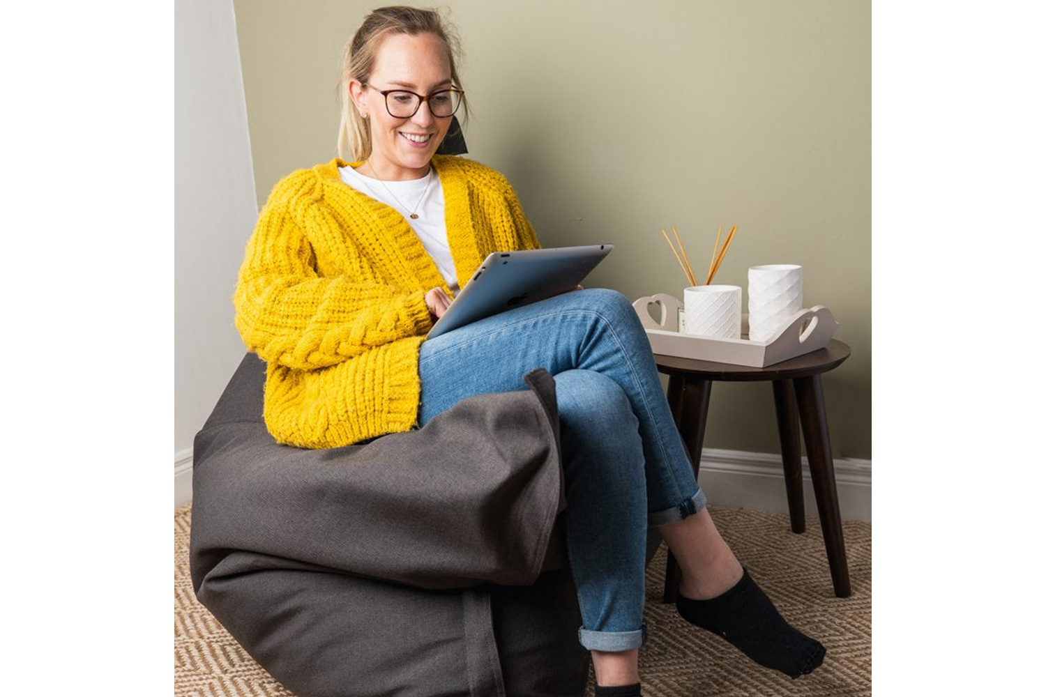 Elephant Junior Fabric Bean Bag | Charcoal