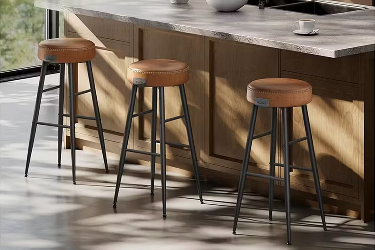 Vasagle Bar Stools | Echo Collection | High | Caramel Brown | Set of 2