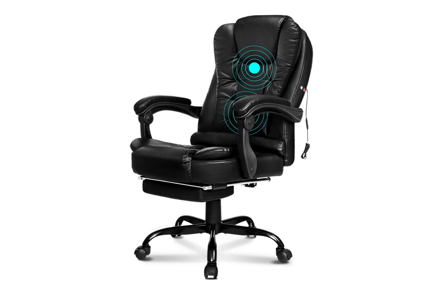 Elfordson 2-Point Massage Office Chair with Footrest | Black