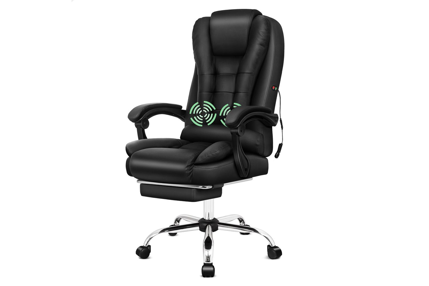 Elfordson High-back Office Chair | Massage Capabilities | Pu Leather | Black