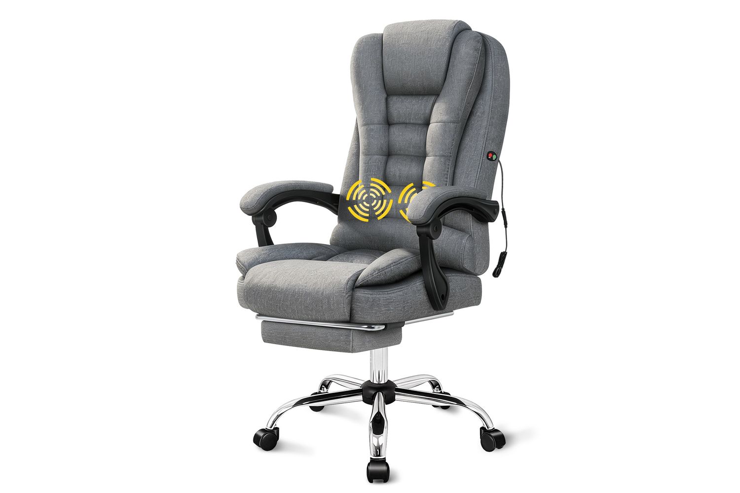 Elfordson 2-point Massage Office Chair | High Back | Linen Grey