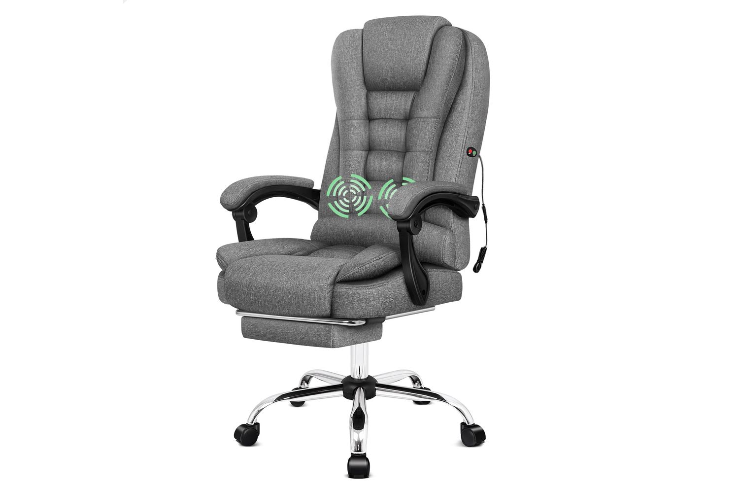 Elfordson 2-point Massage Office Chair | High Back | Linen Grey