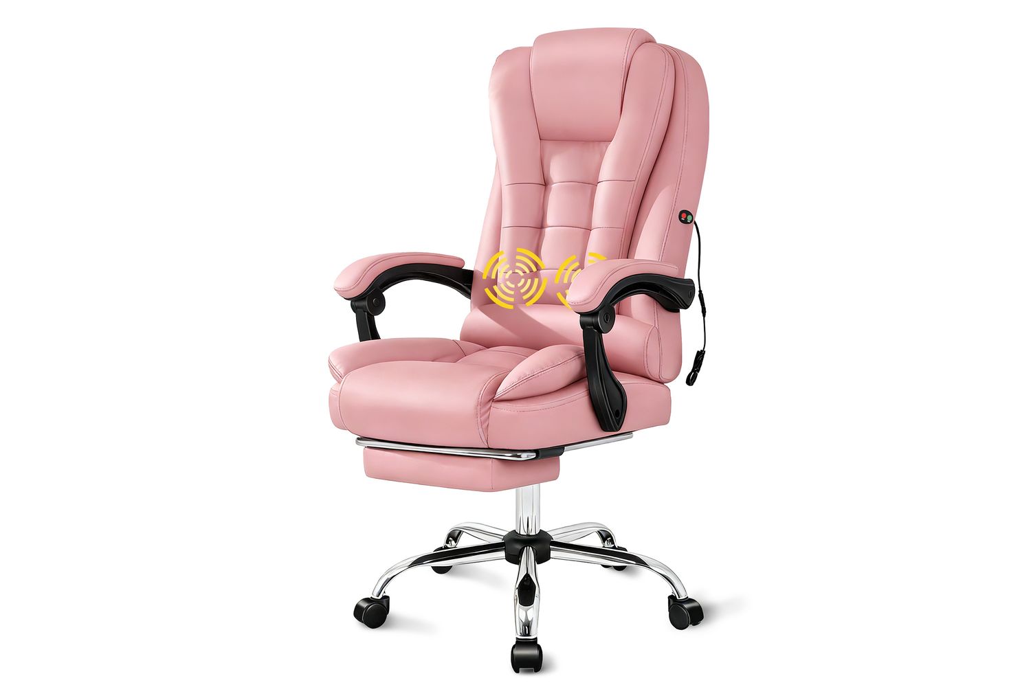Elfordson 2-point Massage Office Chair | Pu Leather | High Back | Pink