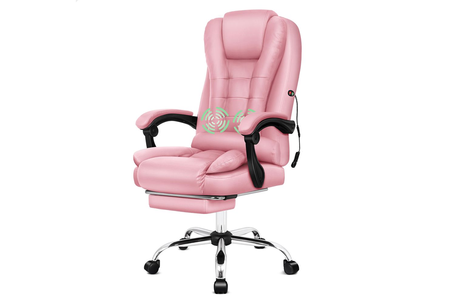 Elfordson 2-point Massage Office Chair | Pu Leather | High Back | Pink