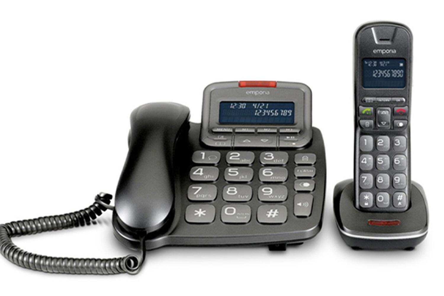 Emporia Combo Big Button Corded & Cordless Phone | Black | TH-21ABB-UK