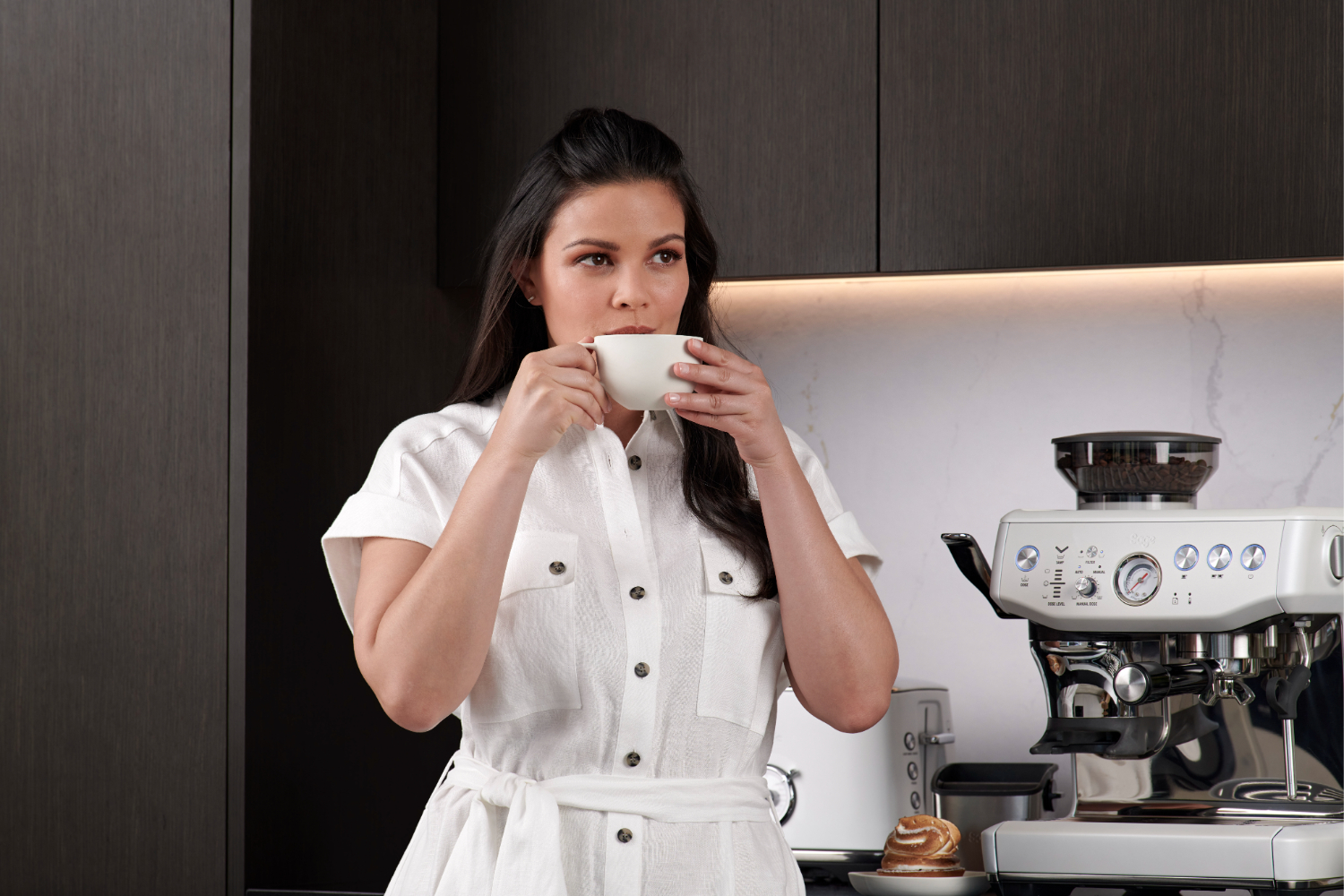 Sage The Barista Express Impress Espresso Coffee Machine | Sea Salt