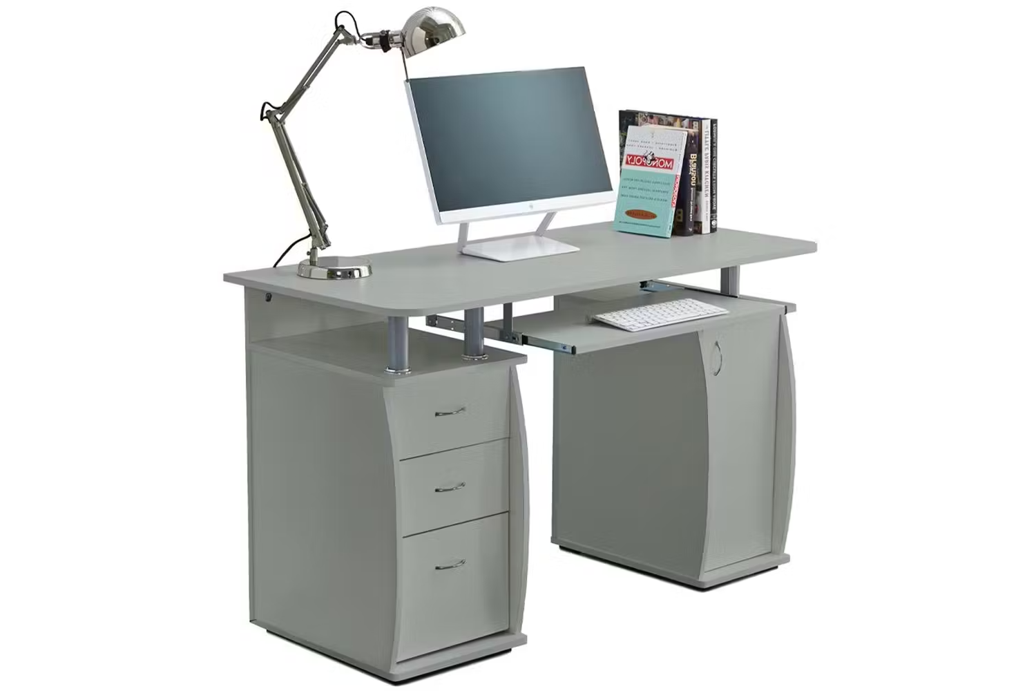 Raygar Deluxe Computer Desk & Cabinet | 3 Drawers | Grey