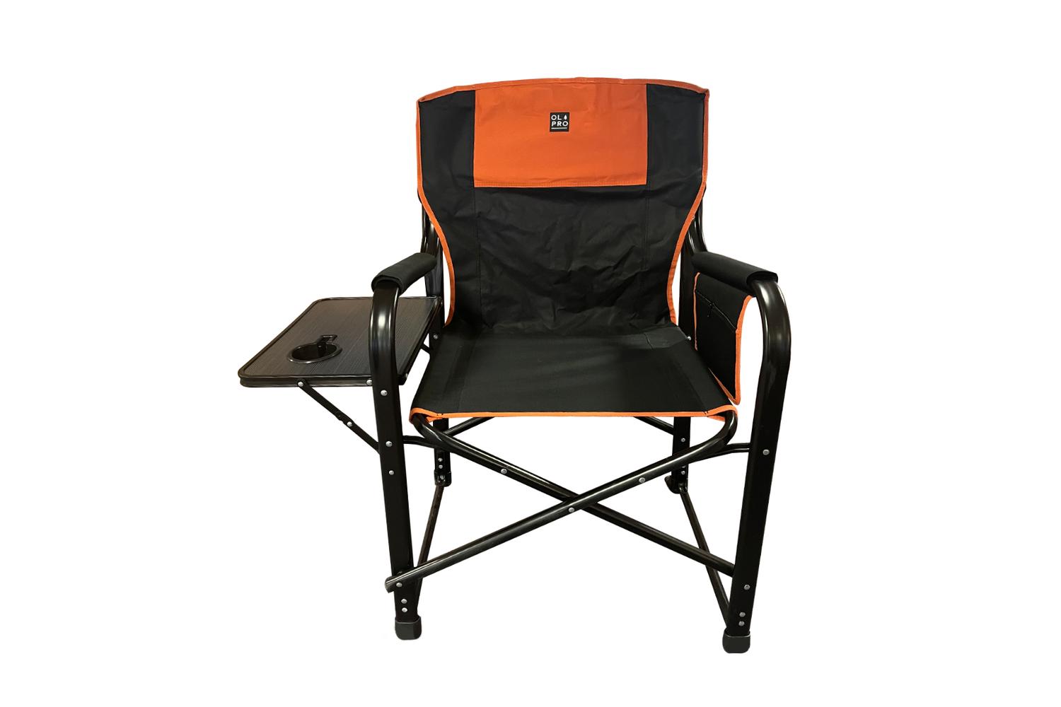 Directors Chair Orange Black | Camping Furniture | Sturdy Steel Frame