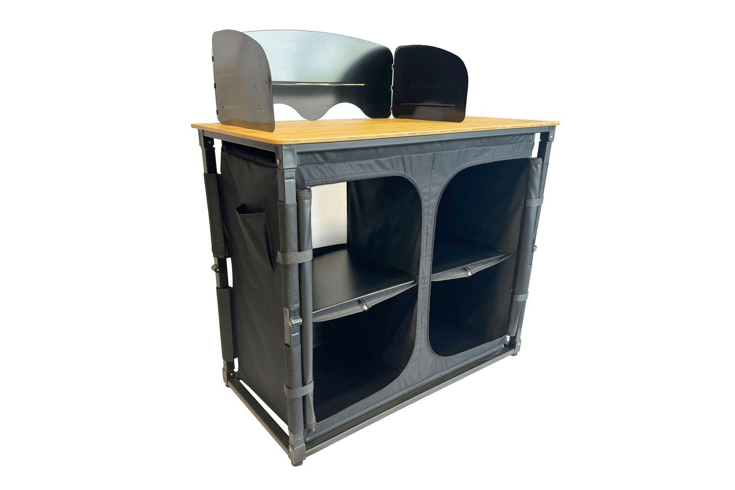 Deluxe Camp Kitchen With Double Cupboard | Bamboo Tabletop | 100 X 106.5 X 49cm