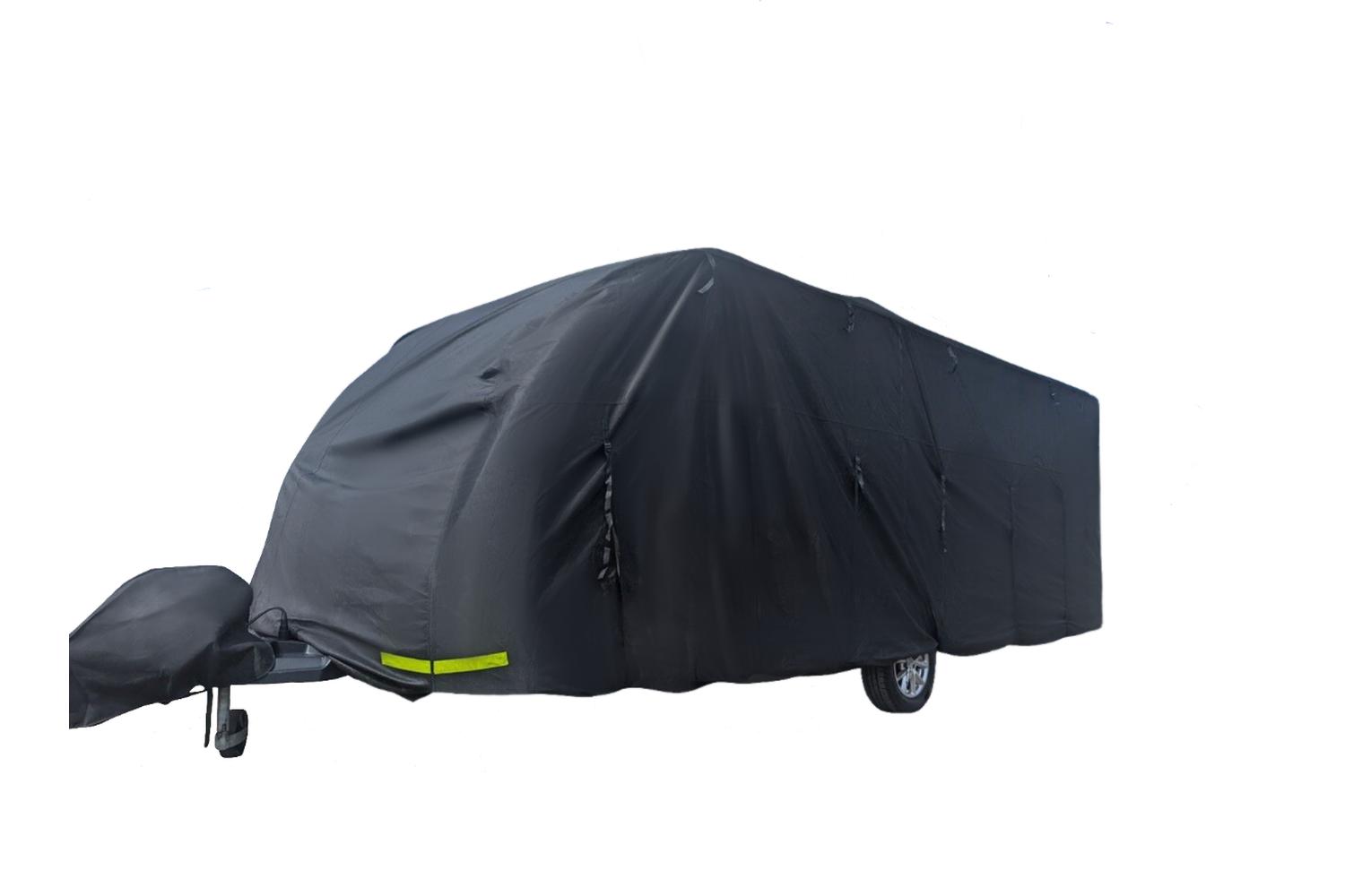 Breathable Waterproof 4ply Caravan Cover With Free Hitch Cover | Black | 14-17ft