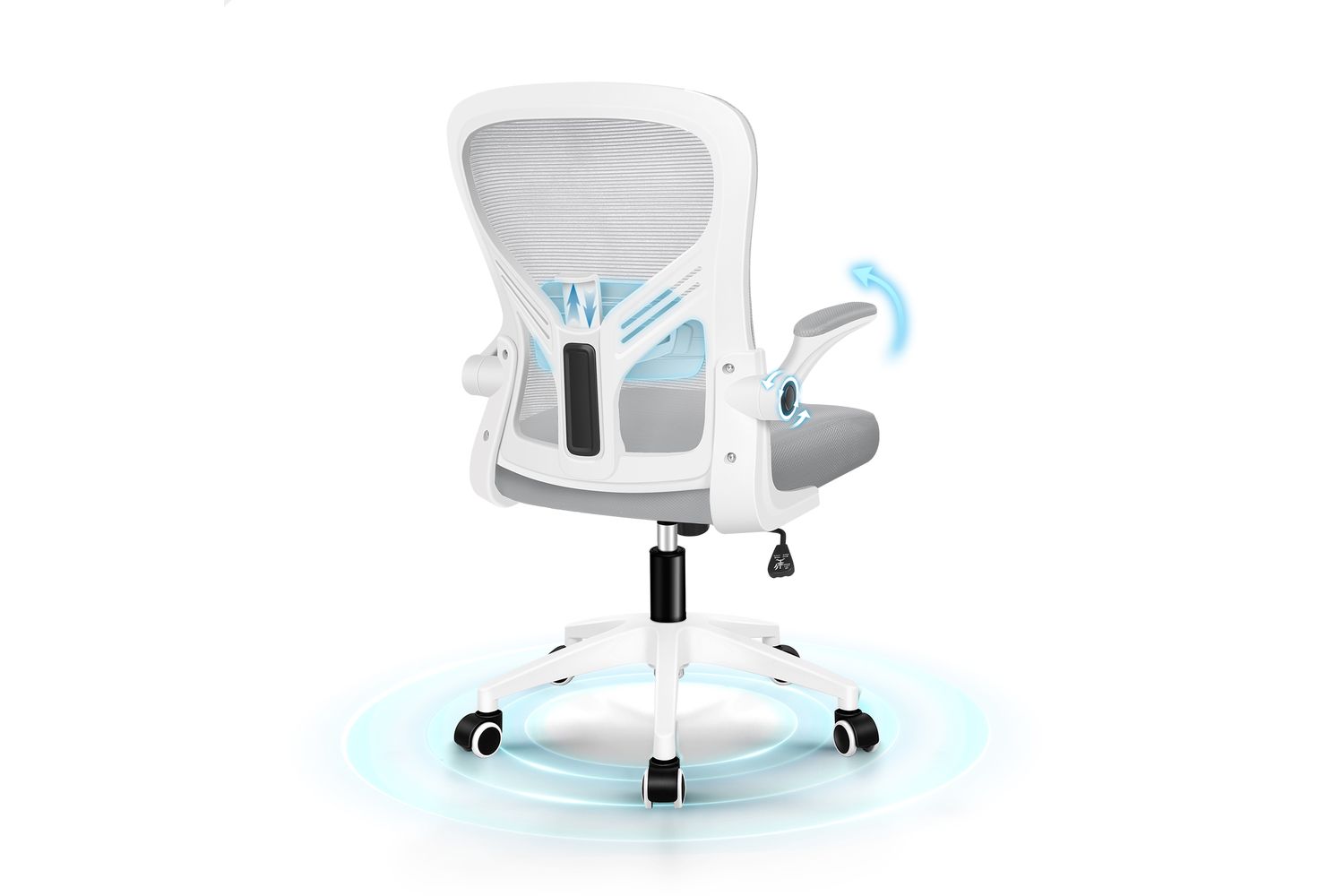 Elfordson Ergonomic Office Chair Adjustable Lumbar Support Desk Chairs for Home Office | Grey