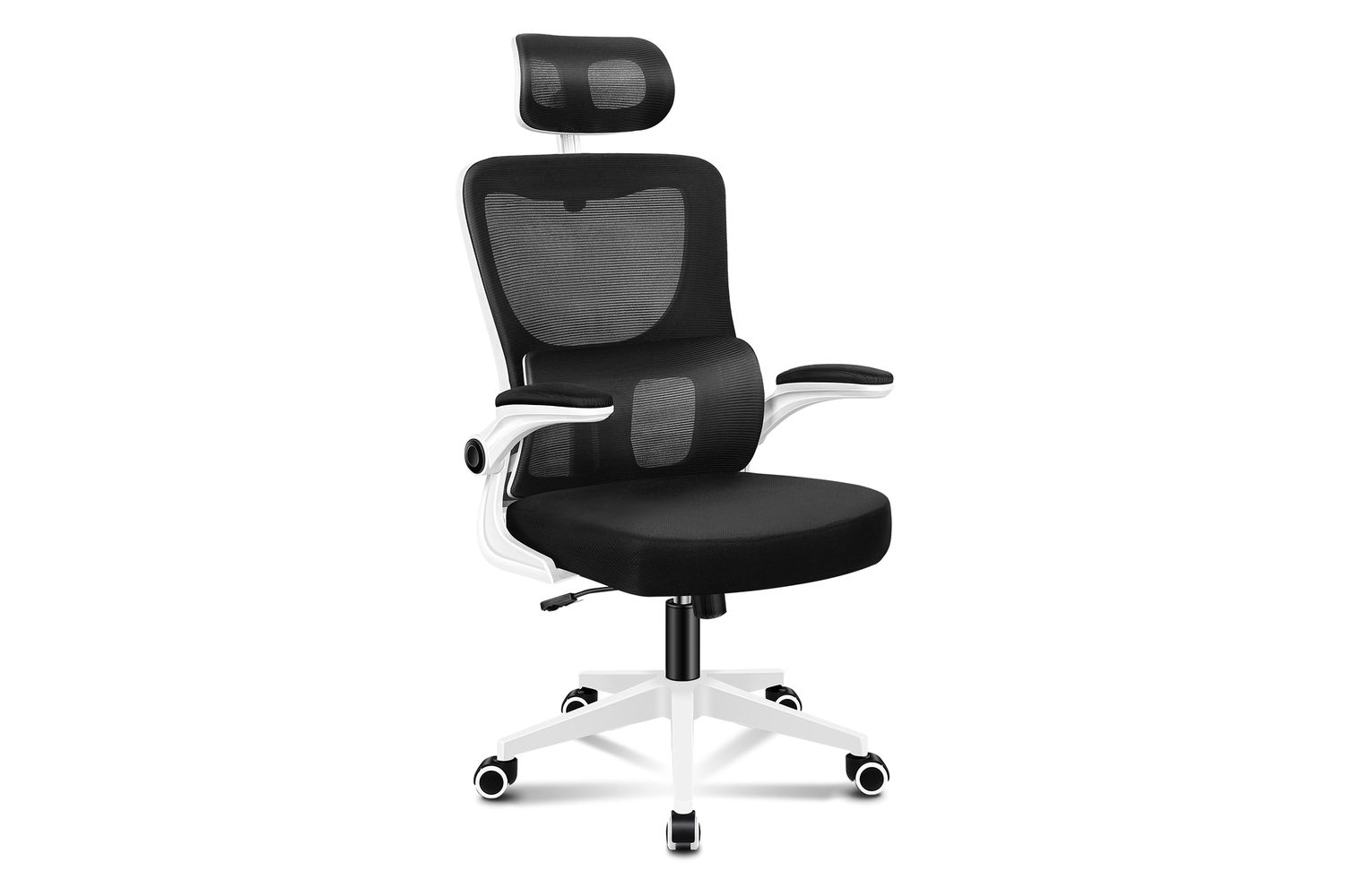Elfordson Ergonomic Office Chair with Headrestdynamic Lumbar Supportpadded | Black/White
