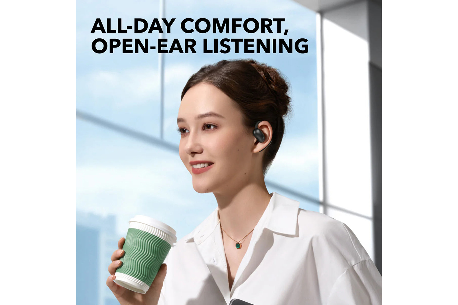 Soundcore AeroFit 2 Adjustable Open-Ear Wireless Earbuds | Black