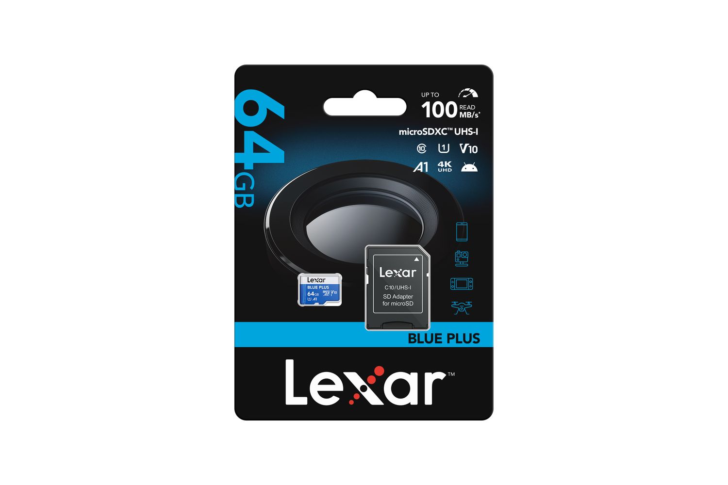 Lexar Blue Plus 633x Microsdxc UHS-I with SD Adapter | 64GB