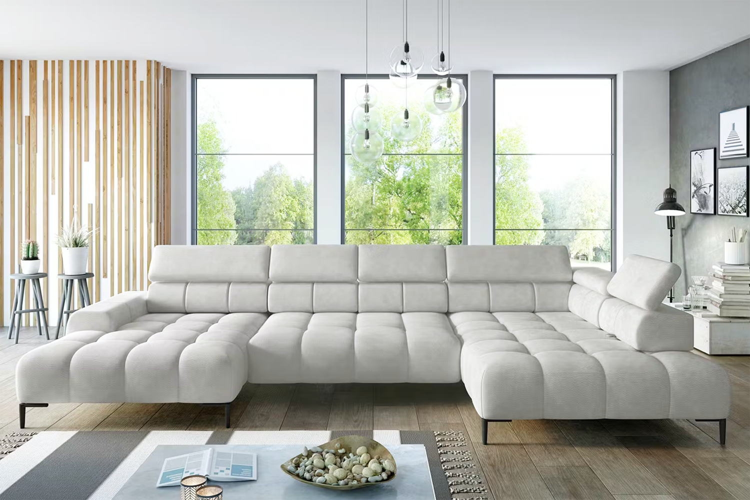 Cassie Chaise Sofa | Power Recliner | Extra Large | Fabric | Cream