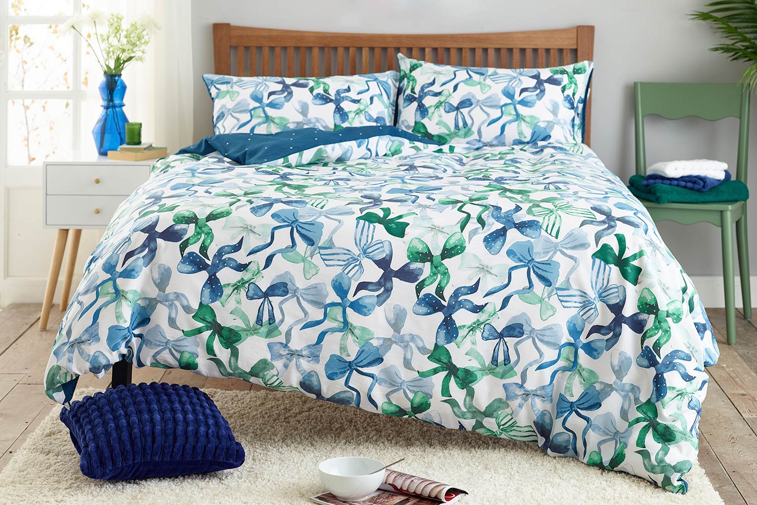 Deyongs | Bows Duvet Cover Set | Blue | Single