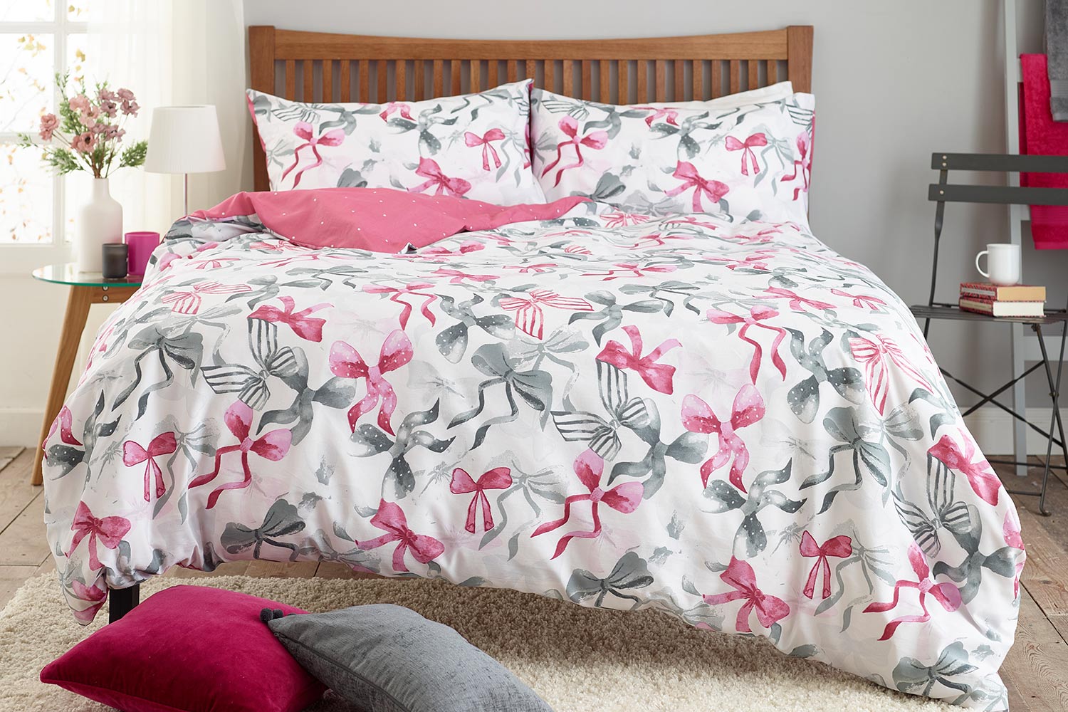 Deyongs | Bows Duvet Cover Set | Pink | Single