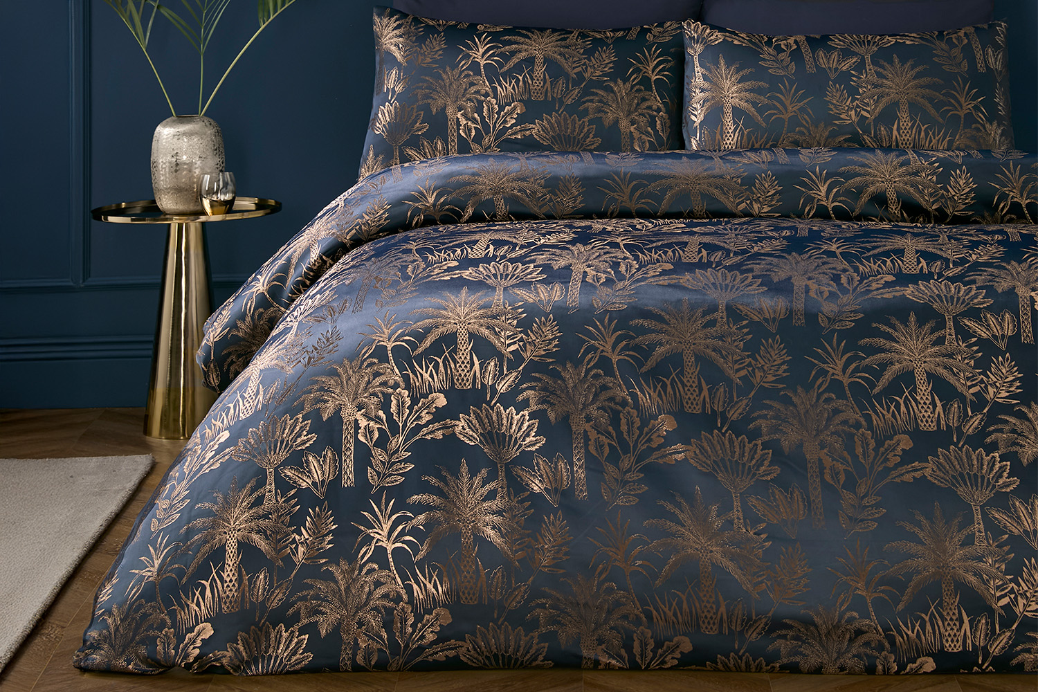 Soiree | Jacquard Duvet Cover Set | Midnight Blue | Double