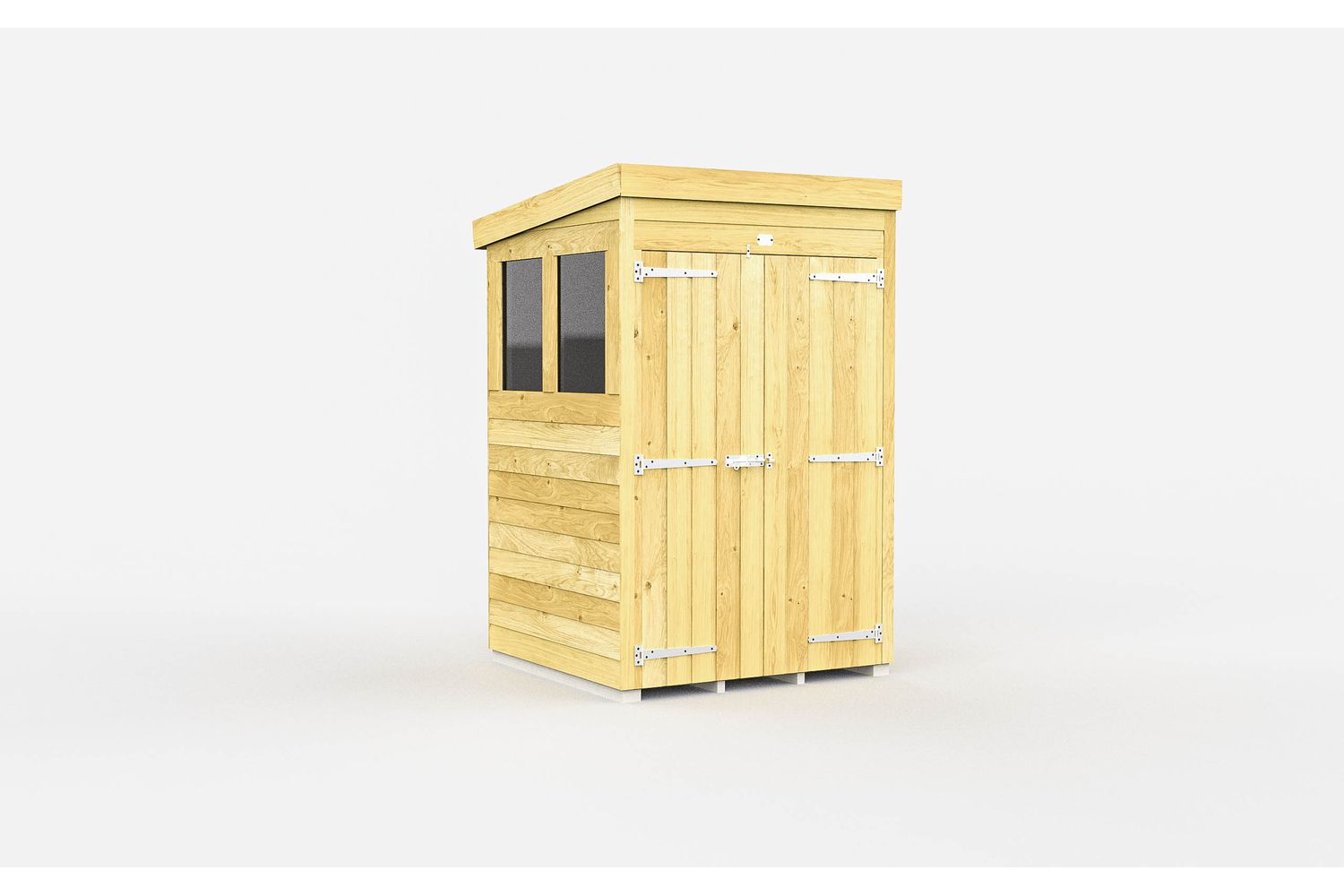 4 X 4 Pent Shed Double Door