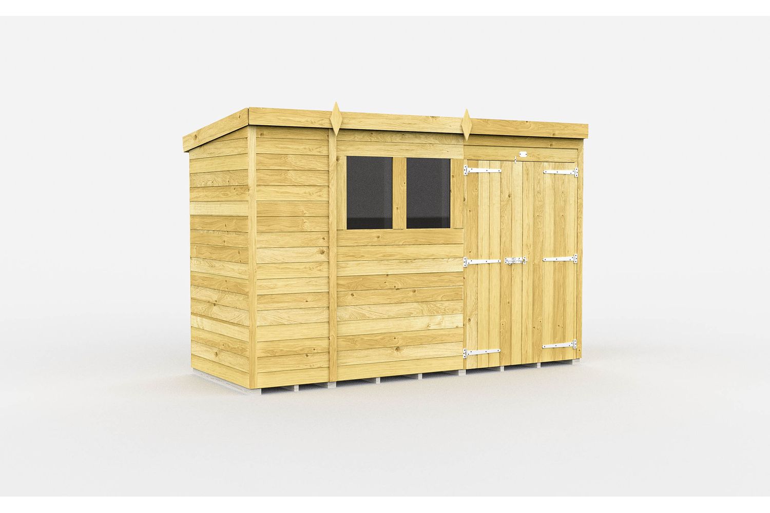 10 X 4 Pent Shed Double Door