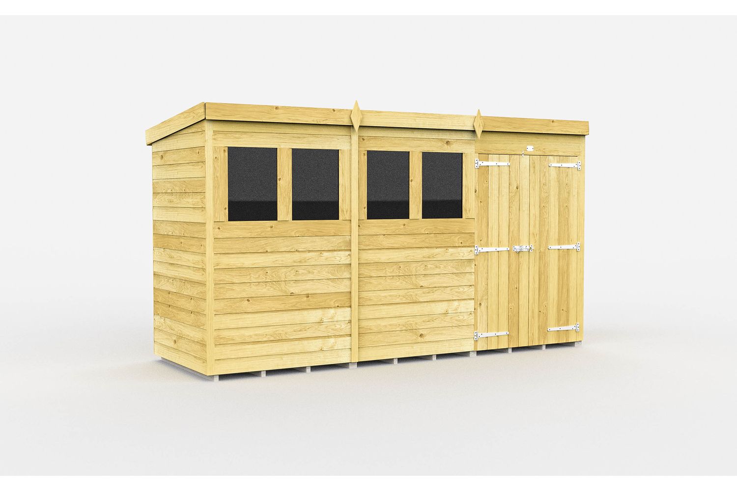 12 X 4 Pent Shed Double Door
