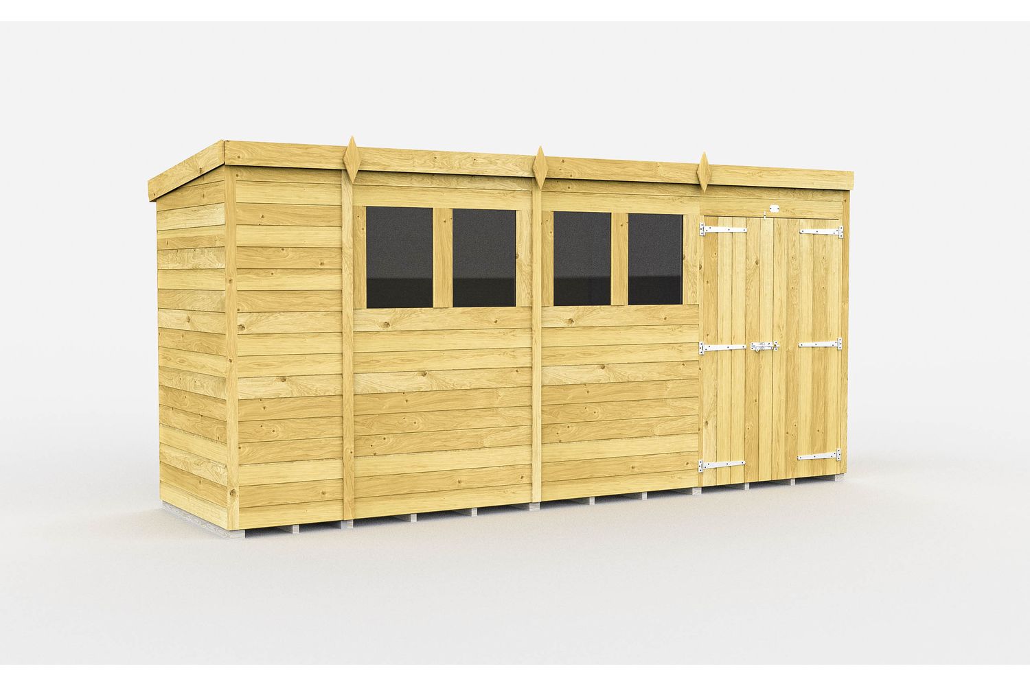 14 X 4 Pent Shed Double Door