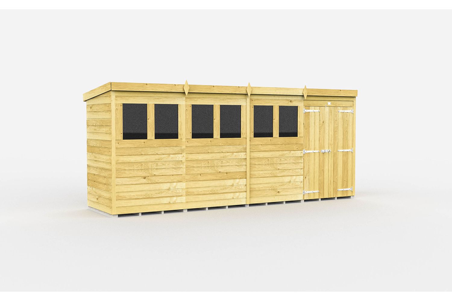 16 X 4 Pent Shed Double Door