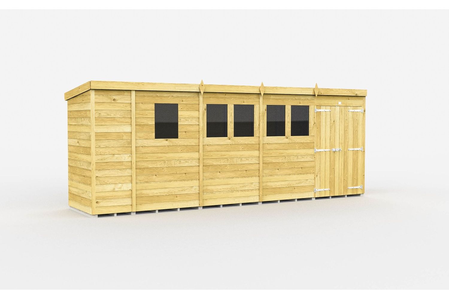 17 X 4 Pent Shed Double Door