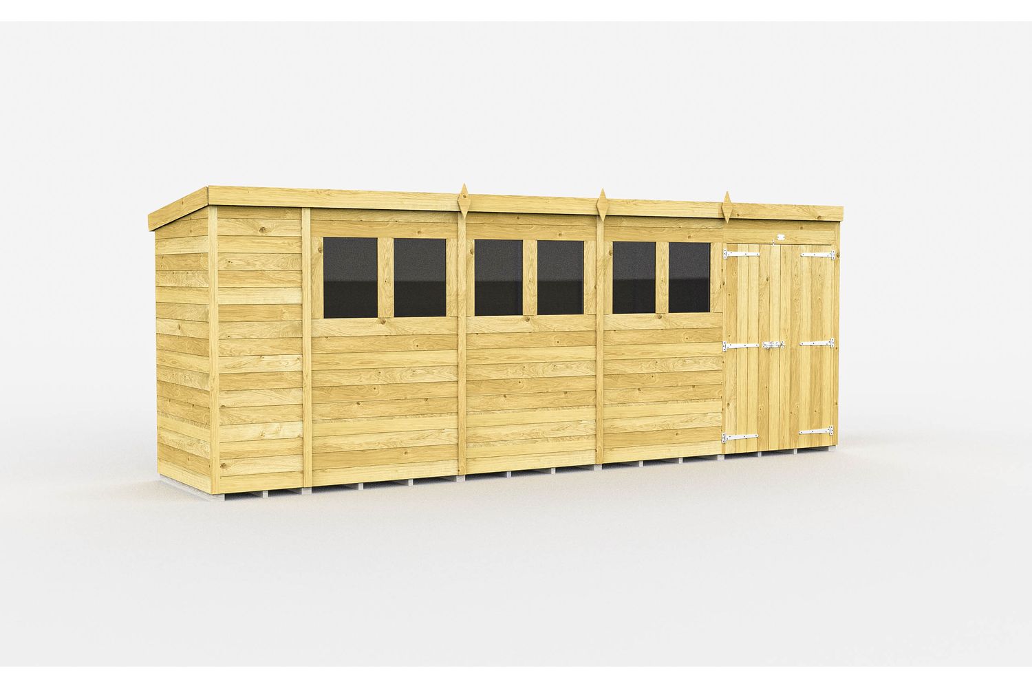18 X 4 Pent Shed Double Door