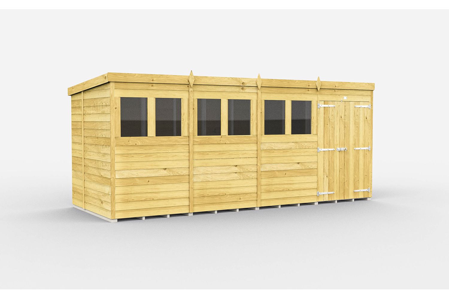 16 X 5 Pent Shed Double Door