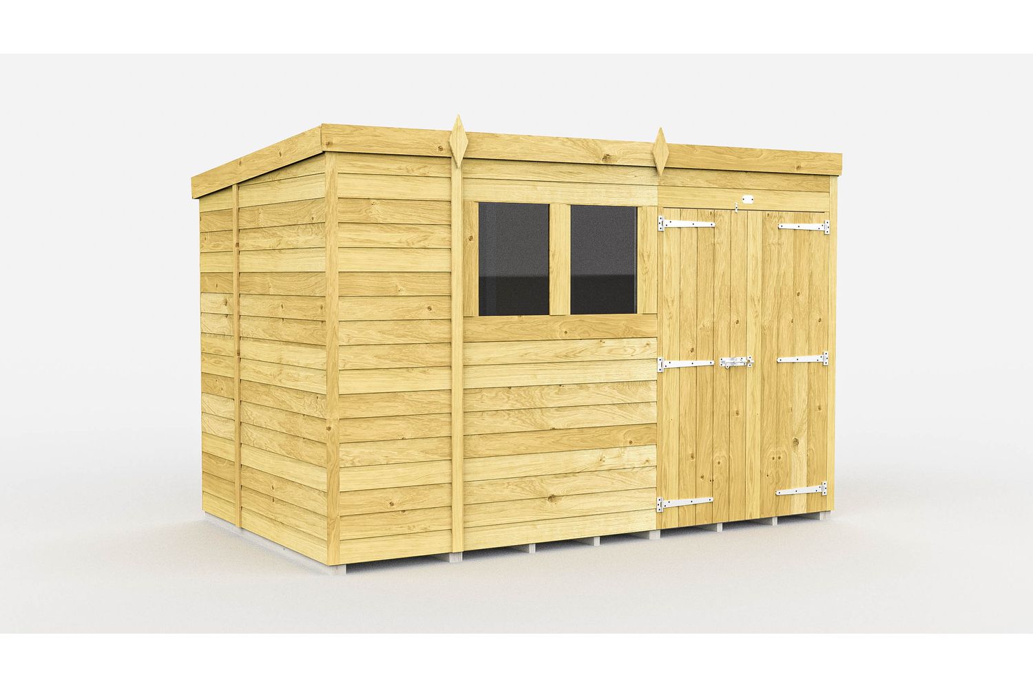 10 X 6 Pent Shed Double Door