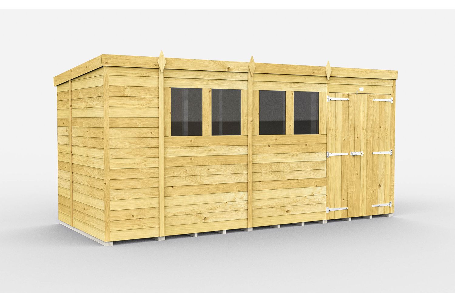 15 X 6 Pent Shed Double Door