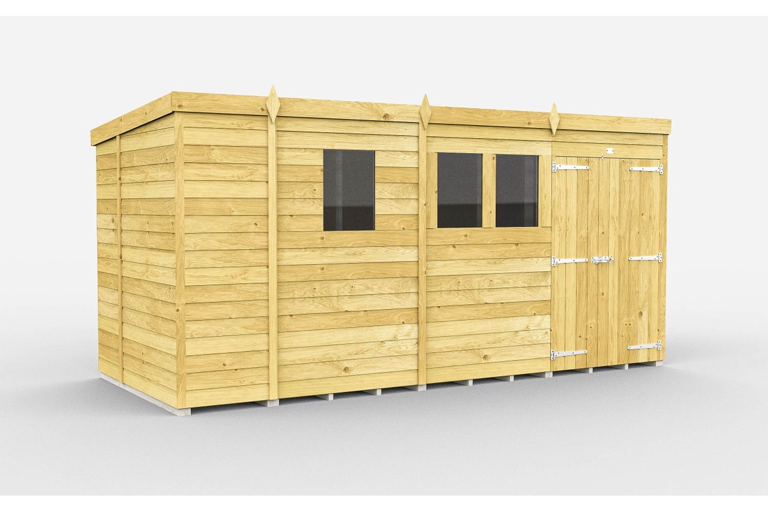 13 X 7 Pent Shed Double Door