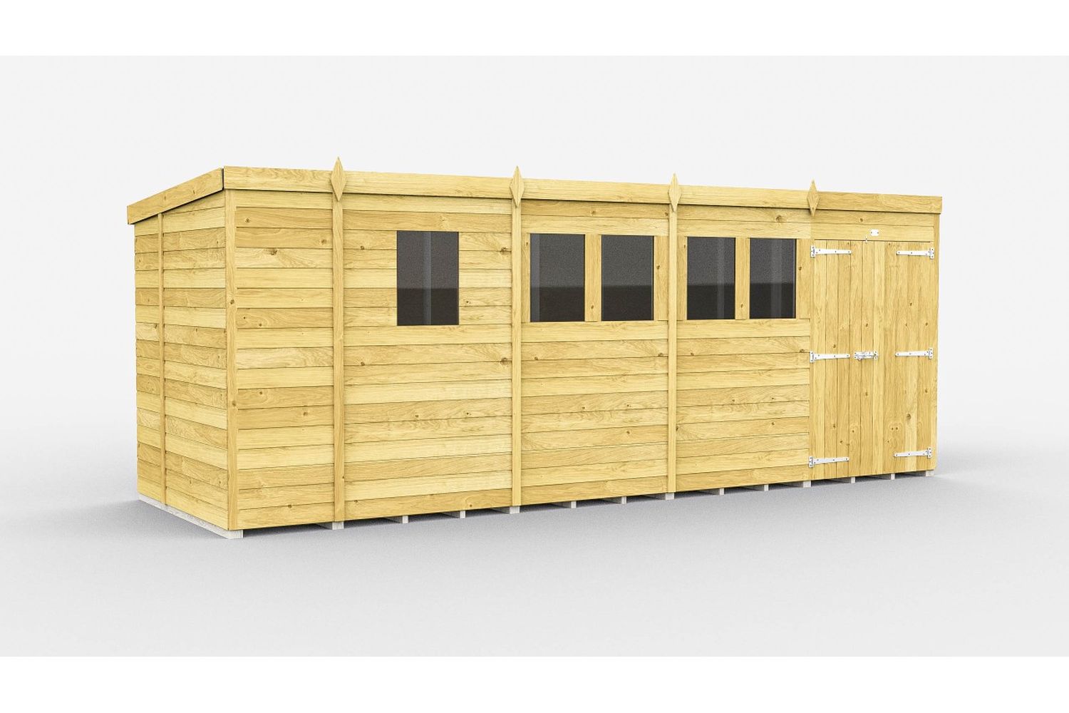 17 X 7 Pent Shed Double Door