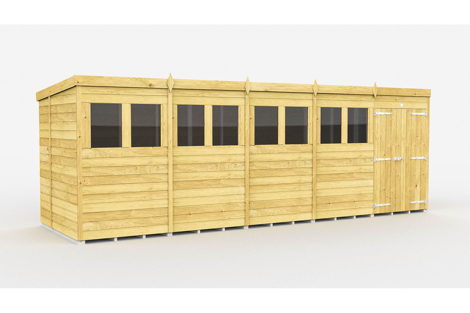 20 X 7 Pent Shed Double Door