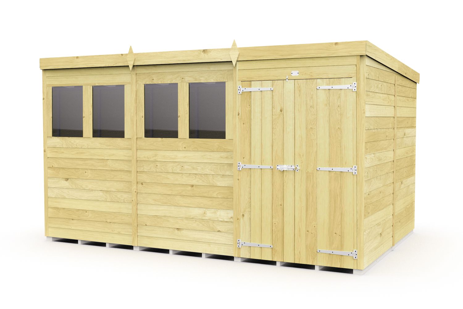 12 X 8 Pent Shed Double Door